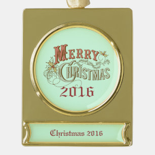 Frohe Weihnachten Extravagante Textgestaltung Banner-Ornament Gold