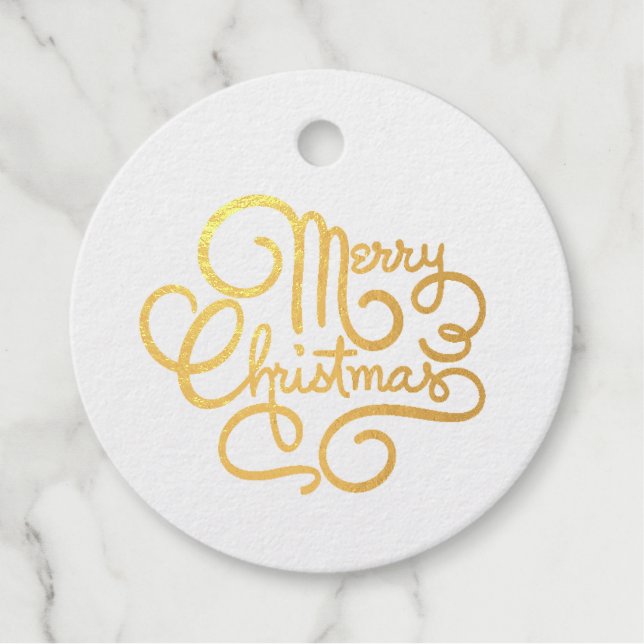 Frohe Weihnachten Extravaganter Schriftart Gold Fo Geschenkanhänger (Vorderseite)