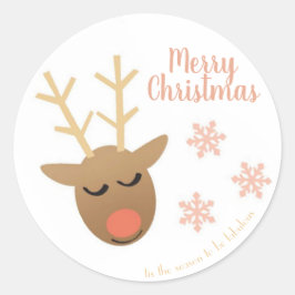 Frohe Weihnachten Fabulous Reindeer Pink Gold Runder Aufkleber