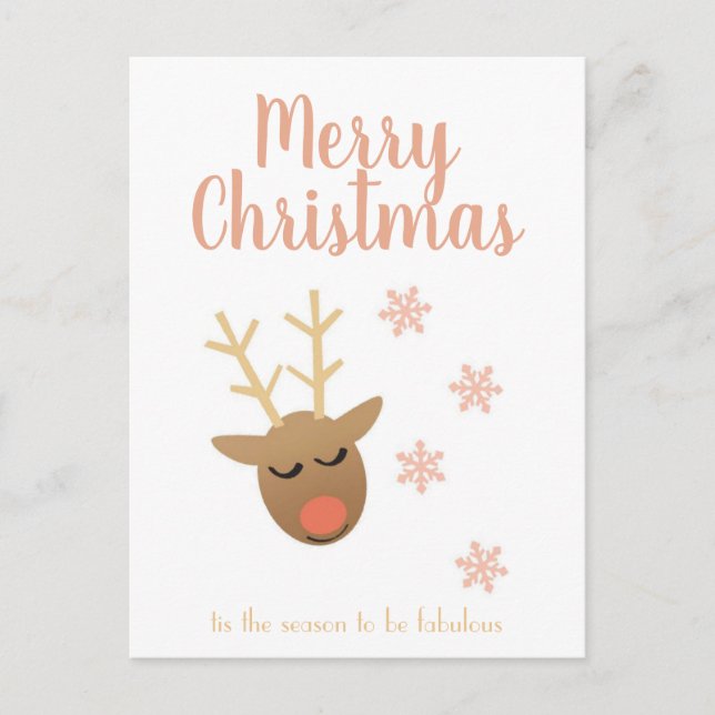 Frohe Weihnachten Fabulous Rentierschneeflocken Ro Postkarte (Vorderseite)