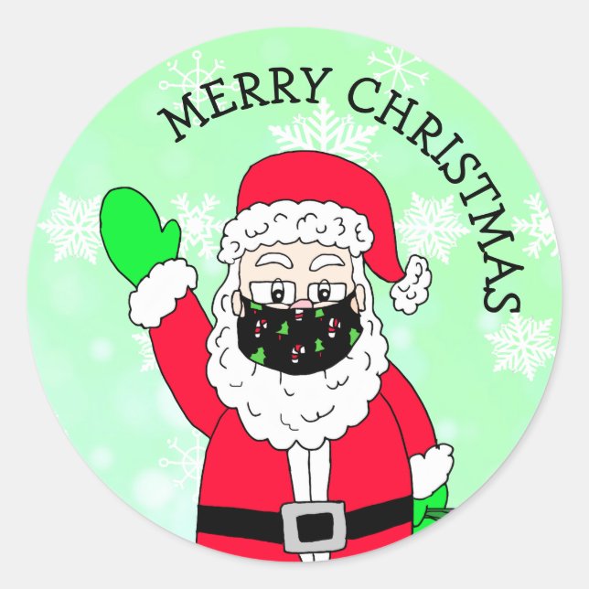 Frohe Weihnachten Facemasked Weihnachtsmann Runder Aufkleber (Vorderseite)