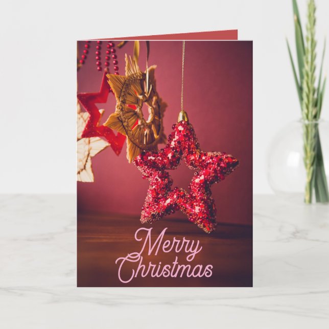 Frohe Weihnachten Faltekarte – Holiday Stern Desig (Vorderseite)