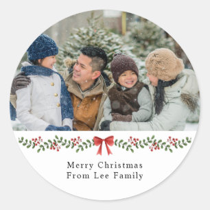 Frohe Weihnachten Familie ein Foto Weihnachten Wei Runder Aufkleber