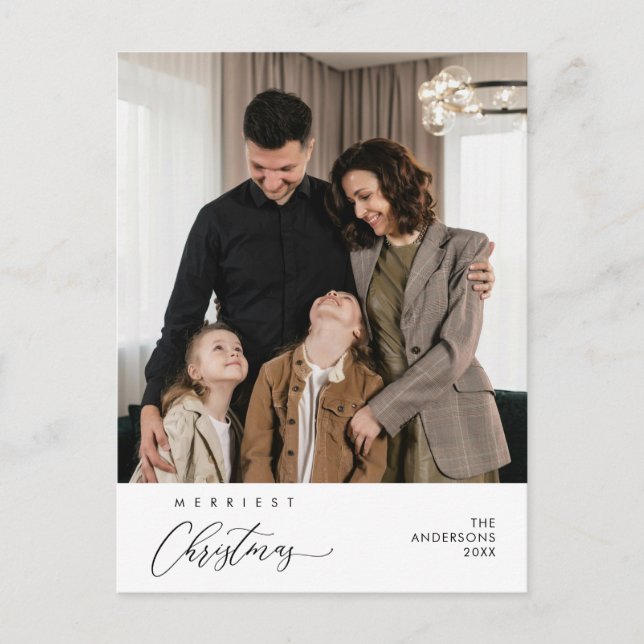 Frohe Weihnachten Familie Foto Gruß Postkarte (Vorderseite)