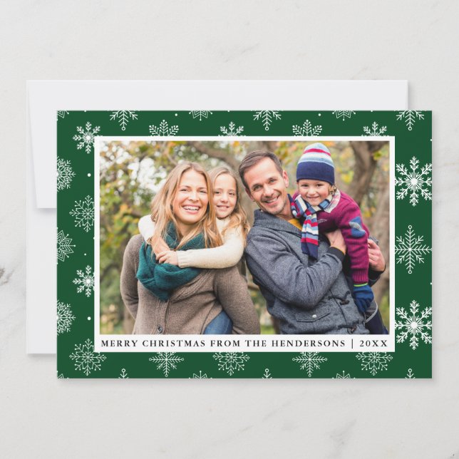 Frohe Weihnachten Familie Foto Snowflakes Karte Gr (Vorderseite)