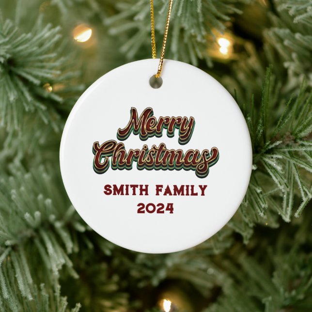 Frohe Weihnachten - Familienanpassung Keramik Ornament (Baum)