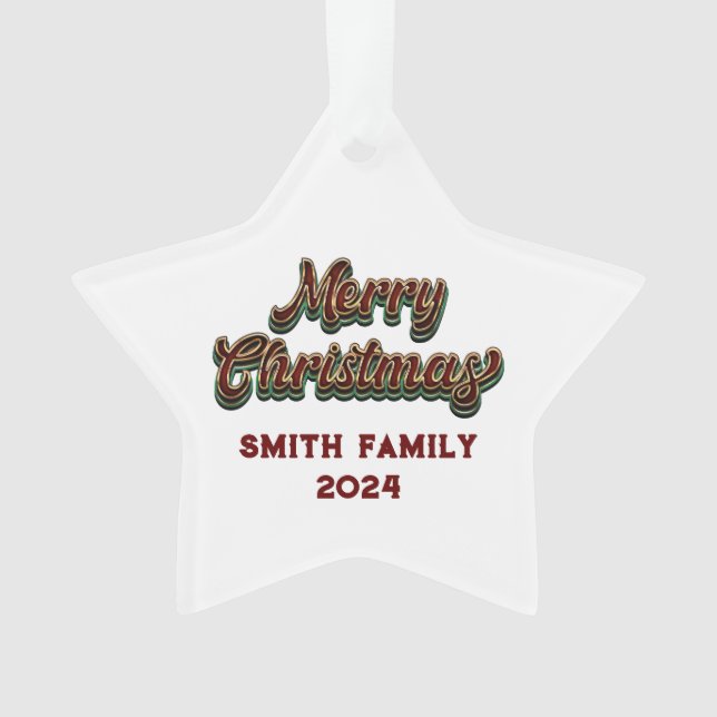 Frohe Weihnachten - Familienanpassung Ornament (Vorderseite)