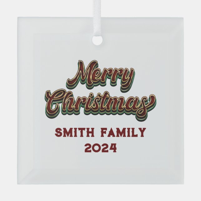 Frohe Weihnachten - Familienanpassung Ornament Aus Glas (Vorderseite)