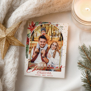 Frohe Weihnachten Familienfoto-Bogen Weihnachtskar