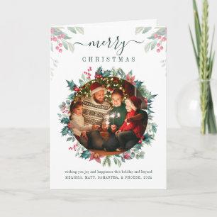 Frohe Weihnachten Familienfoto Botanisch Plaid