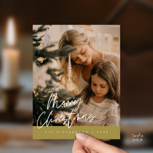 Frohe Weihnachten Familienfoto Elegante Typografie Postkarte
