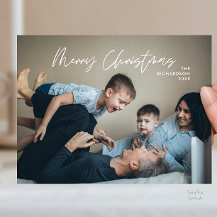 Frohe Weihnachten Familienfoto modern minimalistis Postkarte