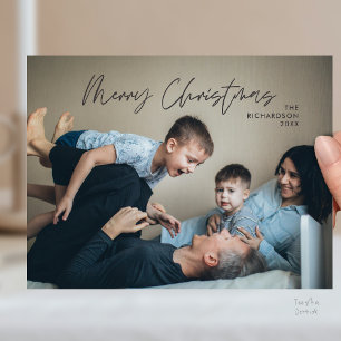 Frohe Weihnachten Familienfoto modern minimalistis Postkarte