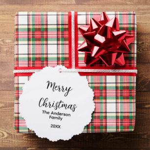 Frohe Weihnachten Familienname Jahr Text individue Ornament Karte
