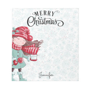 Frohe Weihnachten Fancy Script Fügen Sie Ihren Nam Notizblock