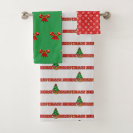Frohe Weihnachten farbenfroher Urlaub Badhandtuch Set