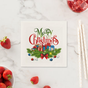 Frohe Weihnachten, Farbige Gestaltung, Serviette