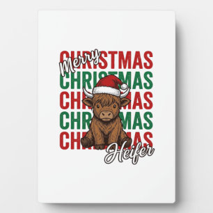 Frohe Weihnachten Färse Kuh Feiertags-Shirt Design Fotoplatte