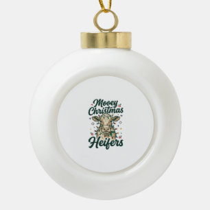 Frohe Weihnachten Färsen Lustiges Kuh-Weihnachtsde Keramik Kugel-Ornament