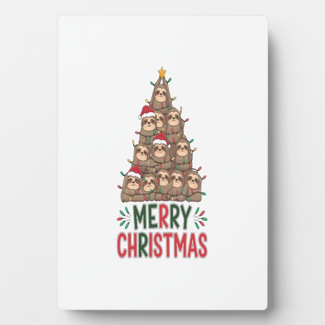 Frohe Weihnachten Faultier Baum Fotoplatte (Vorderseite)