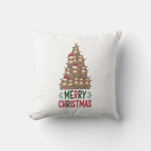 Frohe Weihnachten Faultier Baum Kissen