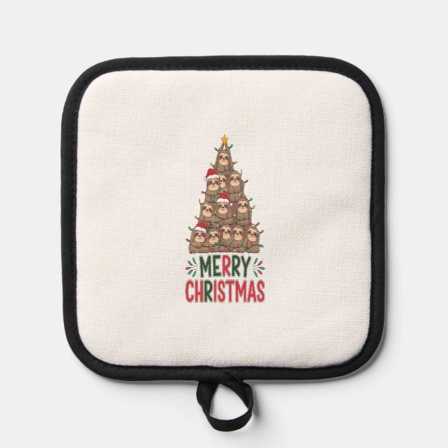 Frohe Weihnachten Faultier Baum Topflappen (Vorderseite)