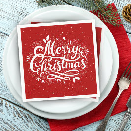 Frohe Weihnachten Feierlich rot und weiß Serviette