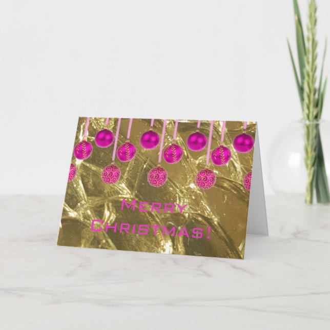 Frohe Weihnachten Feierliche Pink Gold Baubles (Vorderseite)
