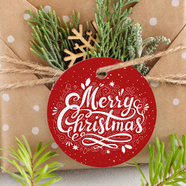 Frohe Weihnachten Feierliche Rot und Weiß Custom Geschenkanhänger