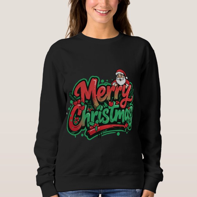 Frohe Weihnachten Feiertagsdesign Sweatshirt (Vorderseite)
