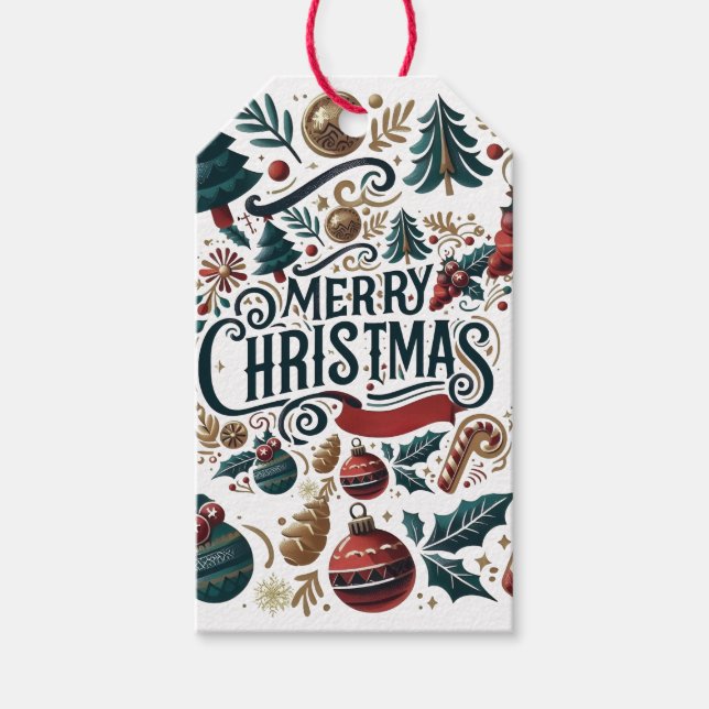 Frohe Weihnachten Festlich & Bunt Geschenkanhänger (Vorderseite)