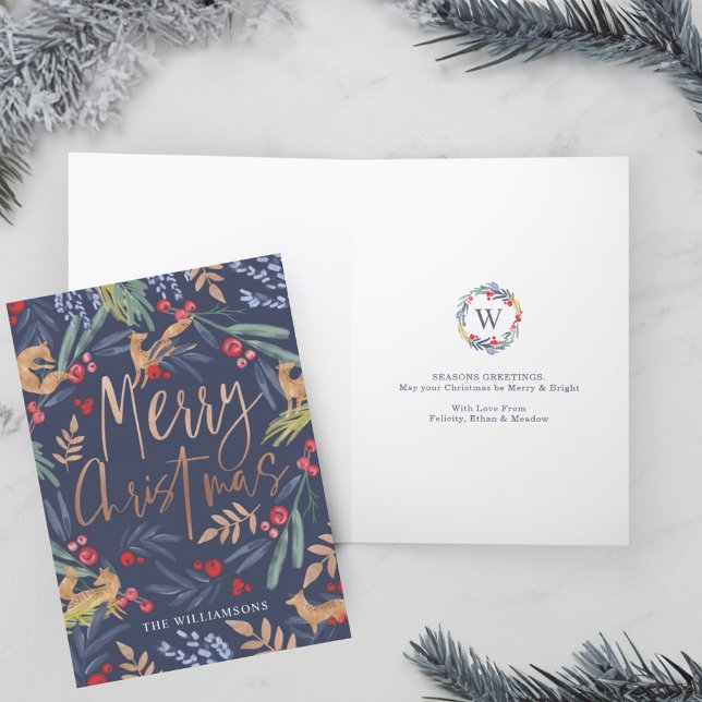 Frohe Weihnachten | Festliche Aquarellfolien und F (Merry Christmas | Festive Watercolor Foliage & Fox Holiday Card)