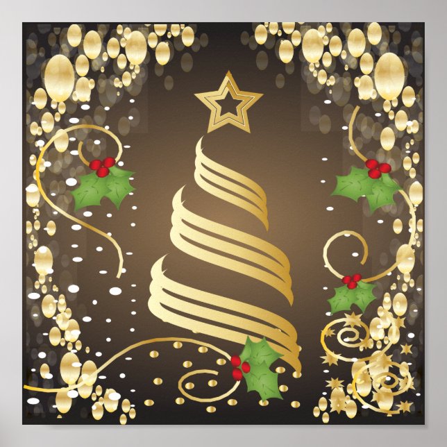 Frohe Weihnachten festliche Earthtone Brown und Go Poster (Vorne)