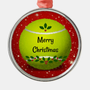 Frohe Weihnachten, festliches Tennisdesign, Ornament Aus Metall