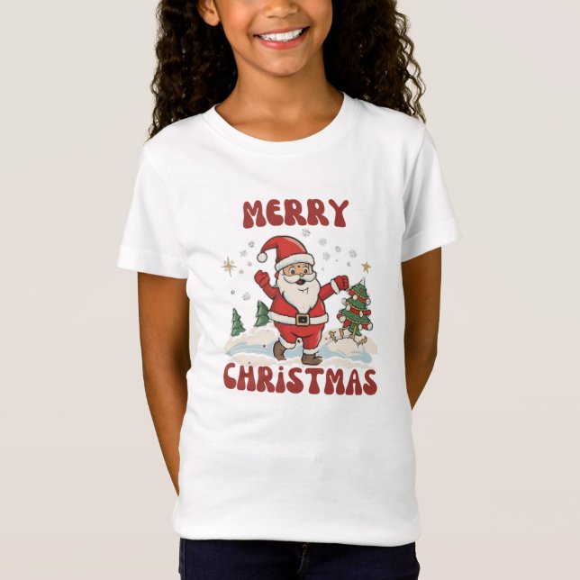 Frohe Weihnachten Fine Jersey T - Shirt (Vorderseite)