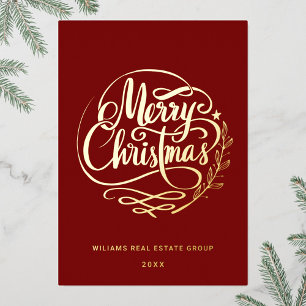 Frohe Weihnachten Firmengrüße Gold Folien Feiertagskarte