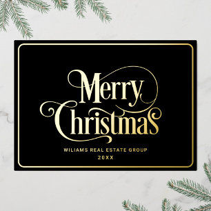 Frohe Weihnachten Firmengrüße Gold Folien Feiertagskarte