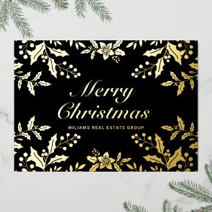 Frohe Weihnachten Firmengrüße Gold Folien Feiertagskarte