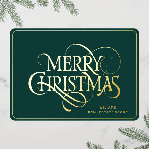 Frohe Weihnachten Firmengrüße Gold Folien Feiertagskarte