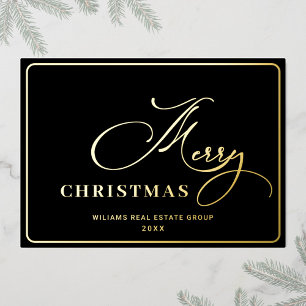 Frohe Weihnachten Firmengrüße Gold Folien Feiertagskarte
