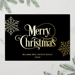 Frohe Weihnachten Firmengrüße Gold Folien Feiertagskarte