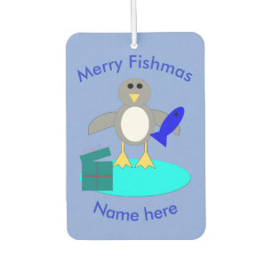 Frohe Weihnachten Fischen Pinguin Air Freshener Autolufterfrischer