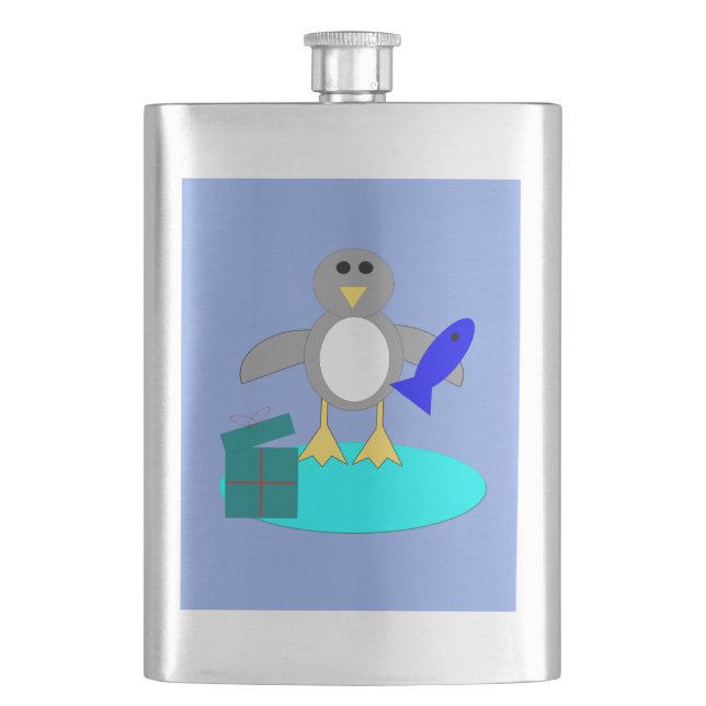 Frohe Weihnachten Fischen Pinguin Flaschen Flachmann (Vorderseite)