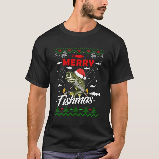 Frohe Weihnachten Fischfang Fischer Xma T-Shirt (Vorderseite)