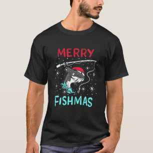 Frohe Weihnachten Fishmas Funny Catfish Fisherman T-Shirt