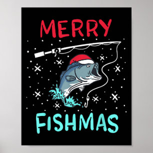 Frohe Weihnachten Fishmas Lustiges Angeln Fisch Ge Poster