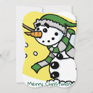 Frohe Weihnachten Flach Grußkarte Schneemann Karte