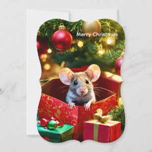 Frohe Weihnachten Flache Grußkarte Maus  Karte