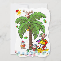 Frohe Weihnachten Flache Grußkarte Santa Beach Bum