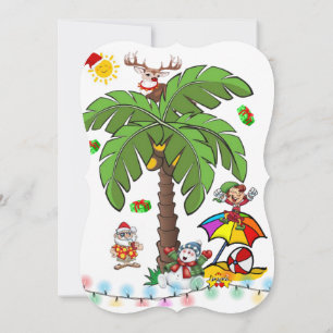Frohe Weihnachten Flache Grußkarte Santa Beach Bum Karte